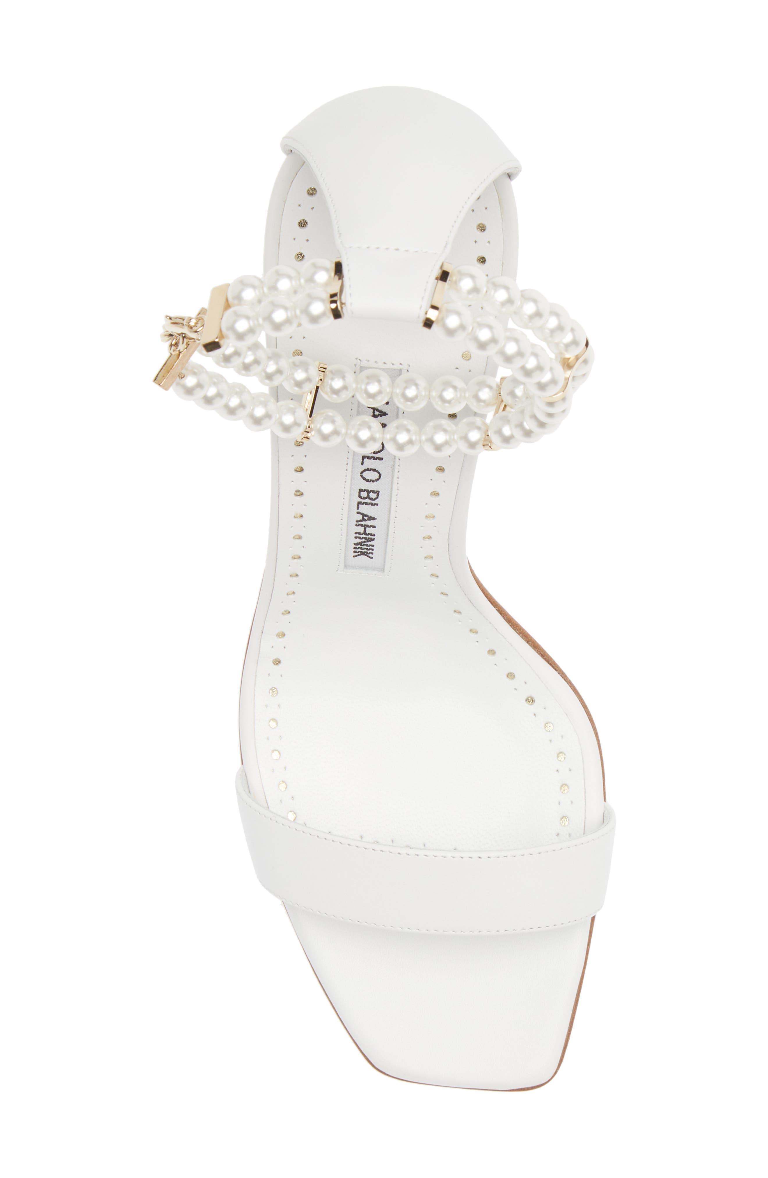 Charona Imitation Pearl Ankle Strap Sandal, Alternate, color, WHITE