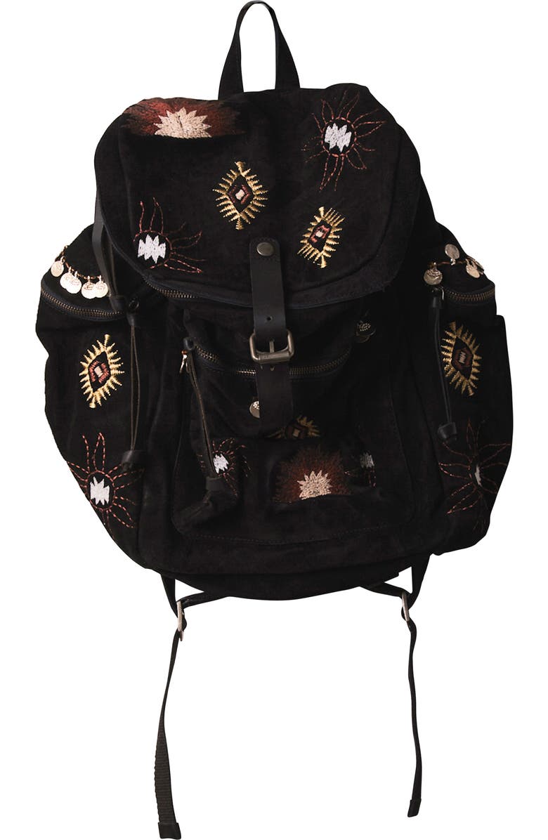 Free People We the Free Versaille Embroidered Suede Backpack, Main, color,