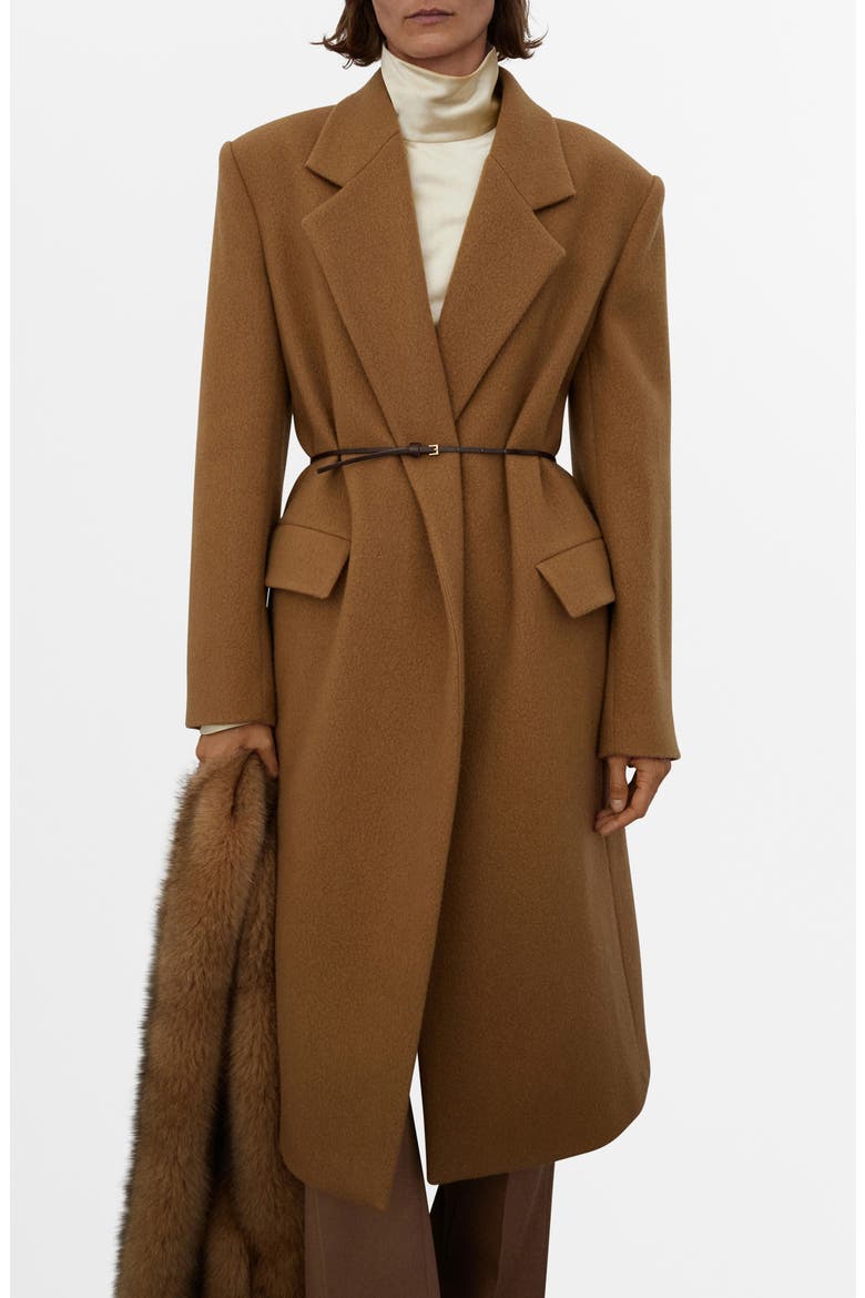 Selection Notched Lapel Wool Blend Coat, Main, color, MEDIUM BROWN