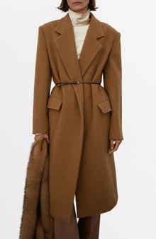 MANGO Selection Notched Lapel Wool Blend Coat