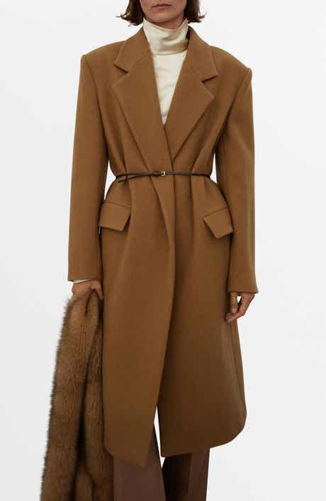 MANGO Selection Notched Lapel Wool Blend Coat