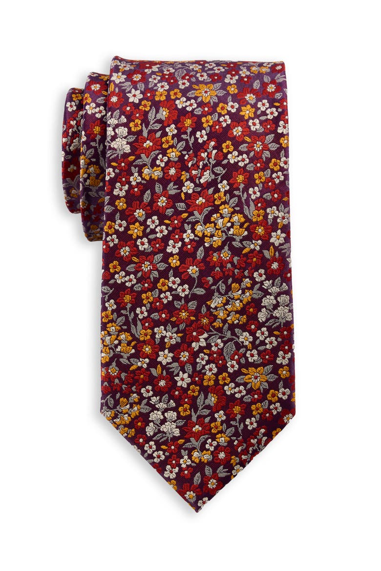 Big & Tall Autumn Floral Tie, Main, color, PURPLE