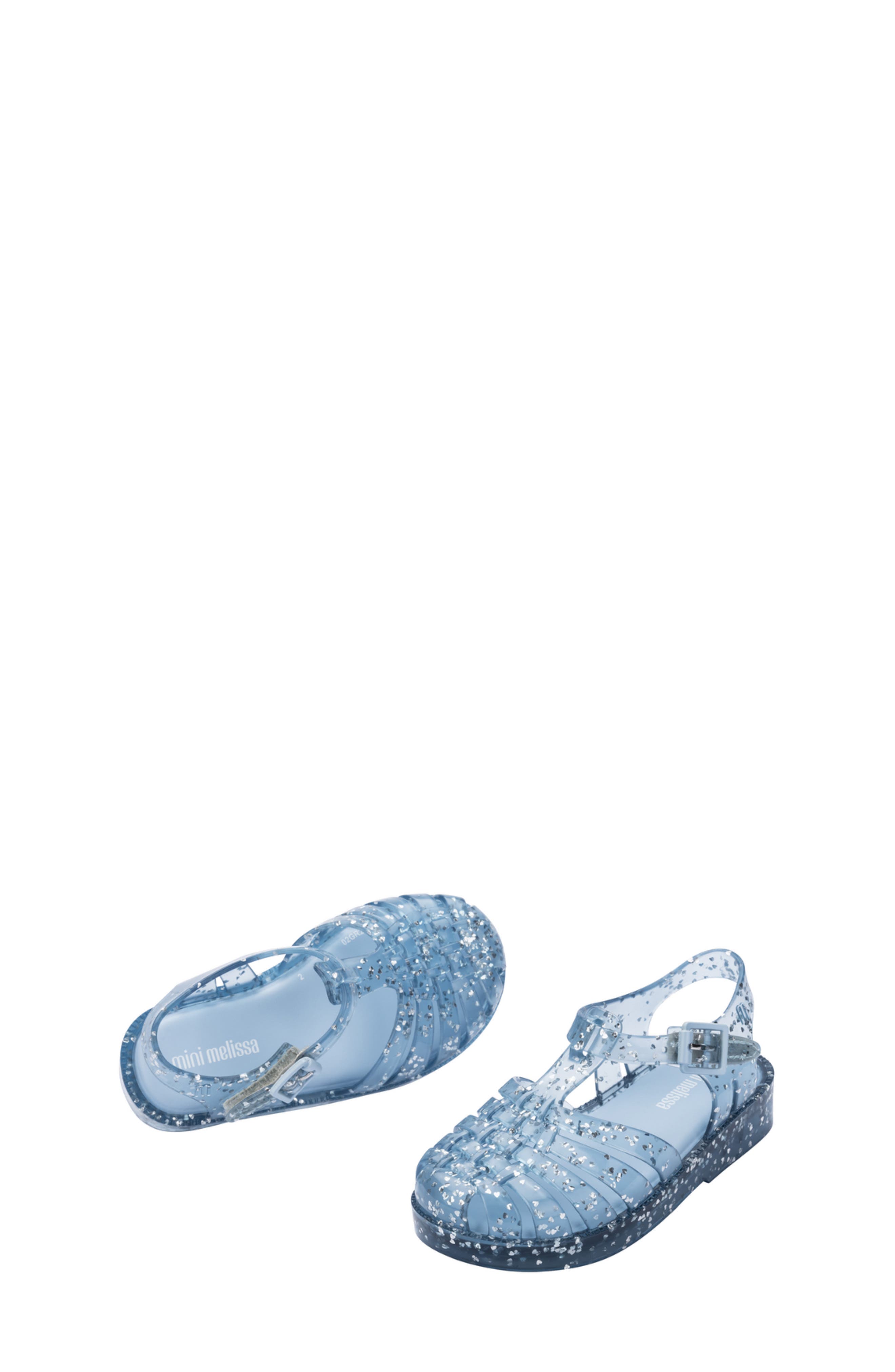 Mini Melissa Kids' Possession Glitter Fisherman Sandal, Alternate, color, Glitter Blue