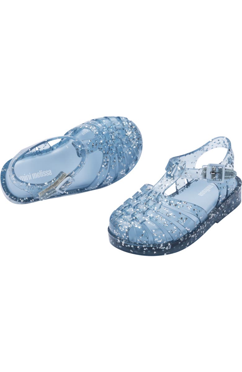 Mini Melissa Kids' Possession Glitter Fisherman Sandal, Alternate, color, Glitter Blue