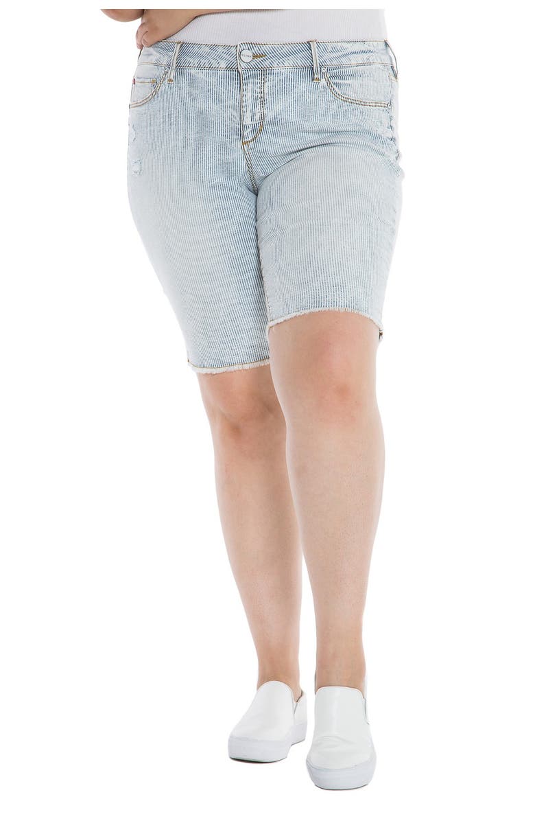 SLINK Jeans Striped Bermuda Shorts, Main, color, Denim Stripes