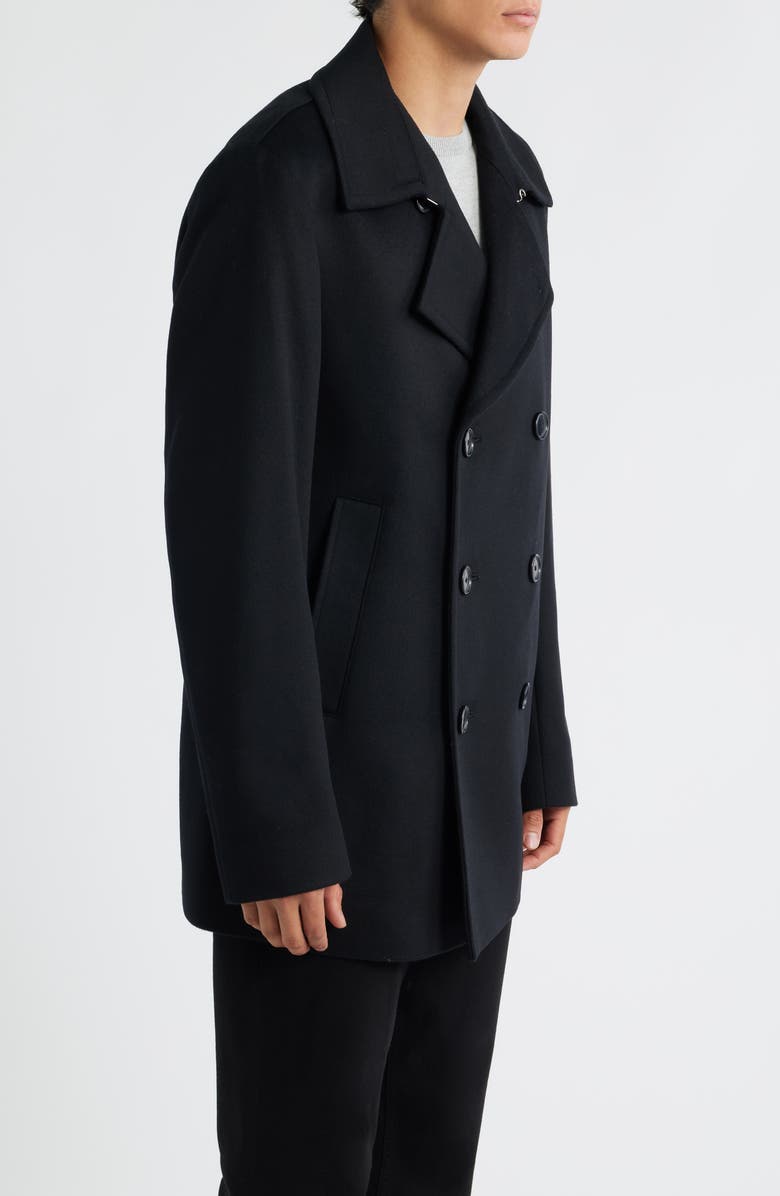 BOSS Hyde Wool & Cashmere Peacoat, Alternate, color, Black