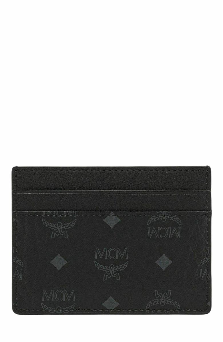 MCM Aren Card Case in Visetos, Main, color, Black