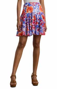 Lauren Ralph Lauren Floral High Waist Crinkle Layer Ruffle Skirt