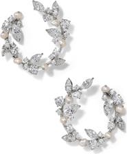 Nadri Ravish Crystal & Pearl Frontal Hoop Earrings
