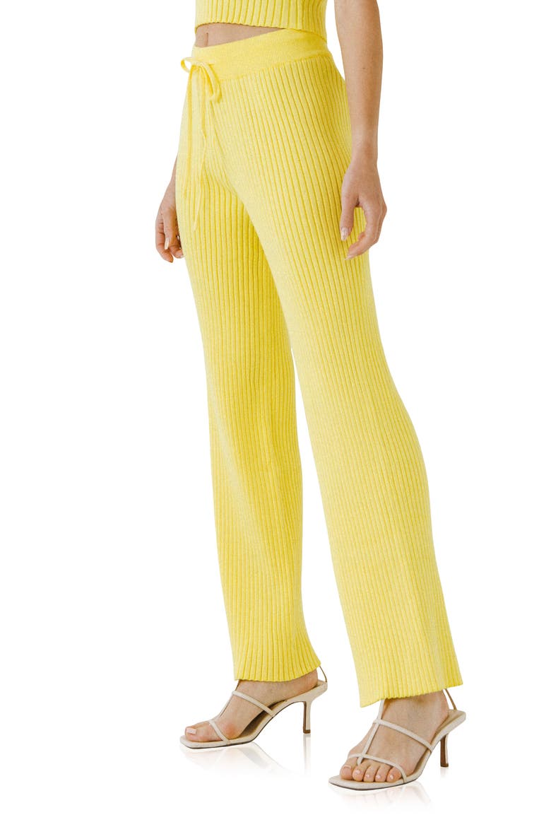 Ribbed Drawstring Pants, Alternate, color, LIME