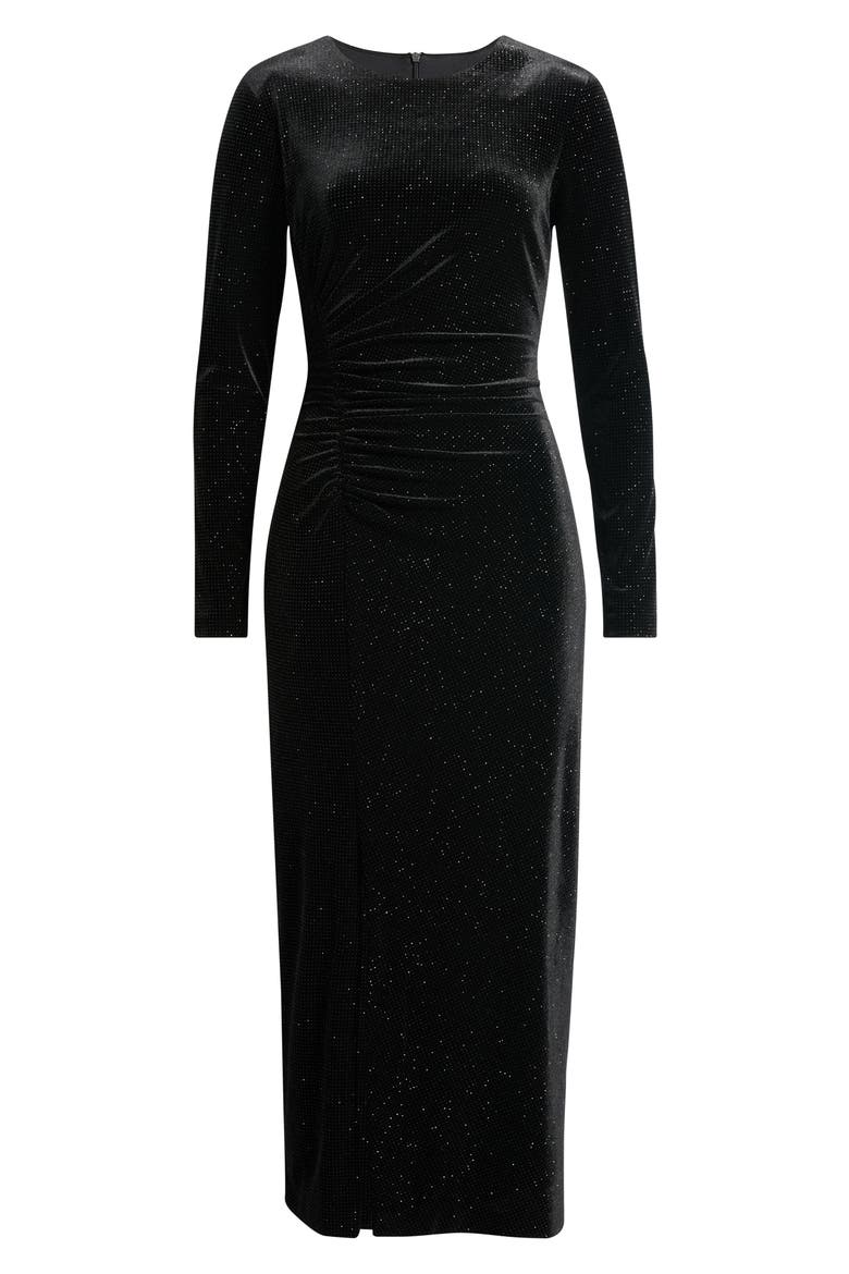 Glitter Long Sleeve Midi Dress, Main, color, BLACK