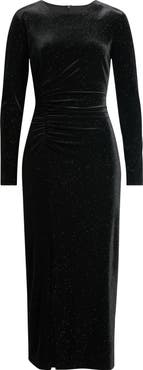 Vince Camuto Glitter Long Sleeve Midi Dress
