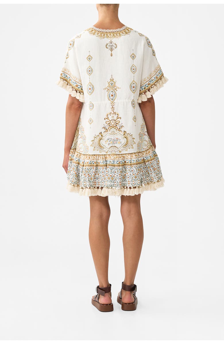 Camilla Short V Neck Embroidered Dress Ottoman Dynasty, Alternate, color, Ottoman Dynasty