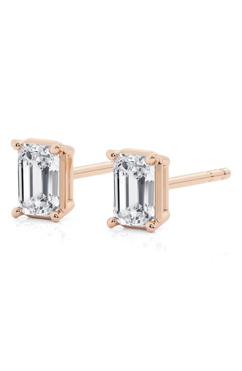 Emerald Cut Lab Created Diamond Stud Earrings - 1.0ctw