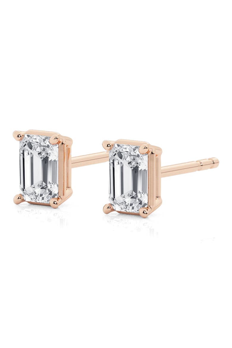 Emerald Cut Lab Created Diamond Stud Earrings - 1.0ctw video