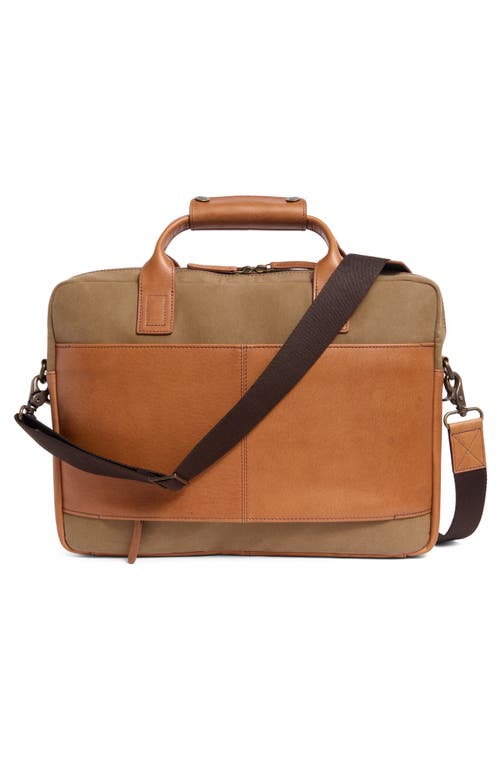 Johnston & Murphy Antique Cotton Canvas & Leather Briefcase In Camel