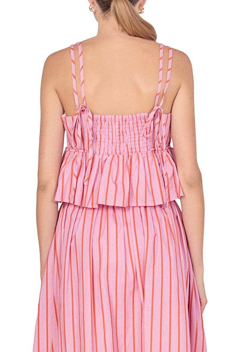 Stripe Ruffle Hem Cotton Top, Alternate, color, PINK/ ORANGE