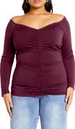 City Chic Sally Ruched Off the Shoulder Top