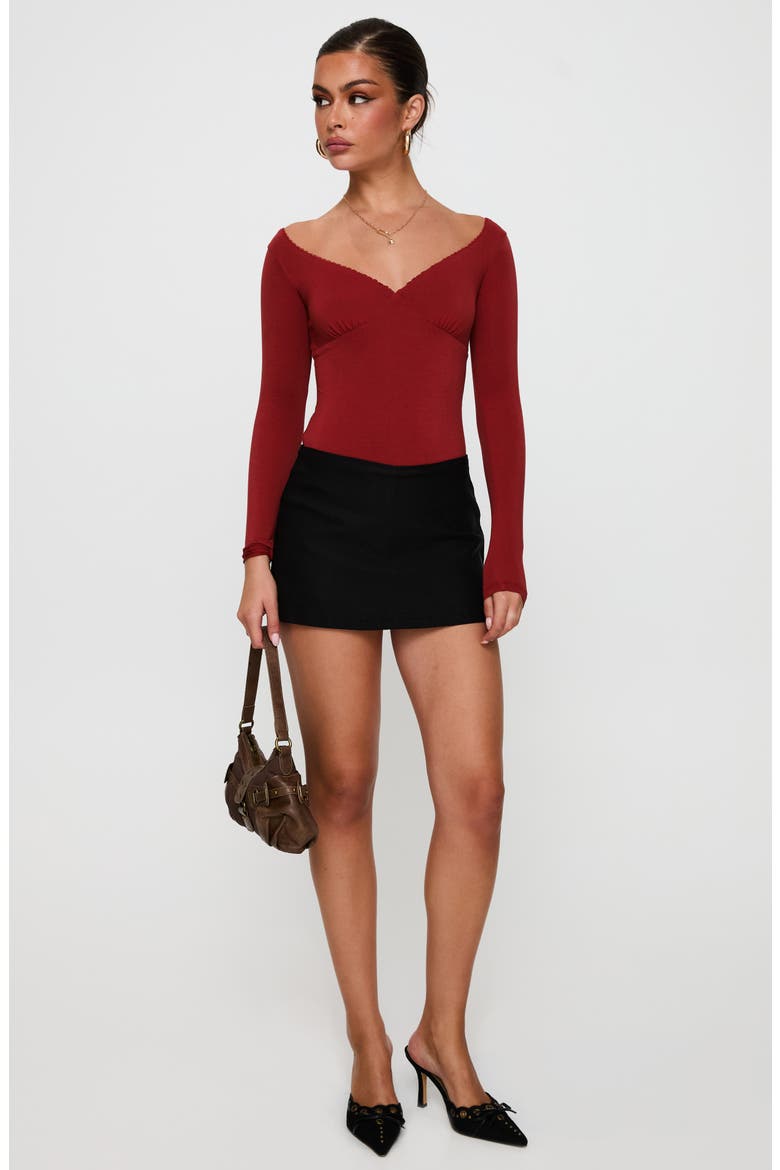 Loveydove Long Sleeve Bodysuit, Alternate, color, BURGUNDY