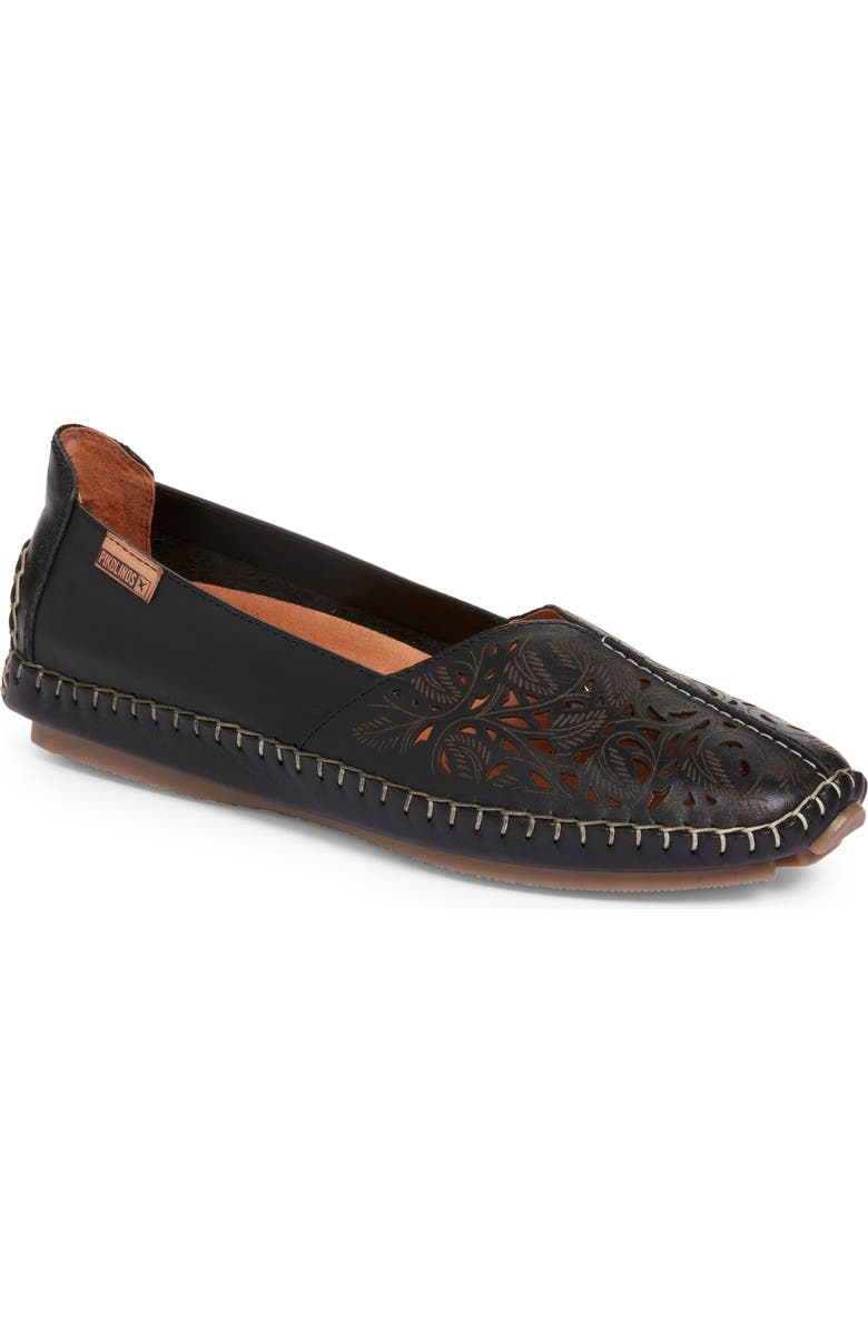 PIKOLINOS Jerez Perforated Loafer, Main, color, Black Leather