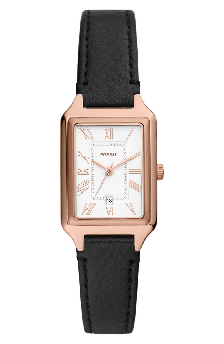 Fossil Raquel Leather Strap Watch, 23mm, Main, color,