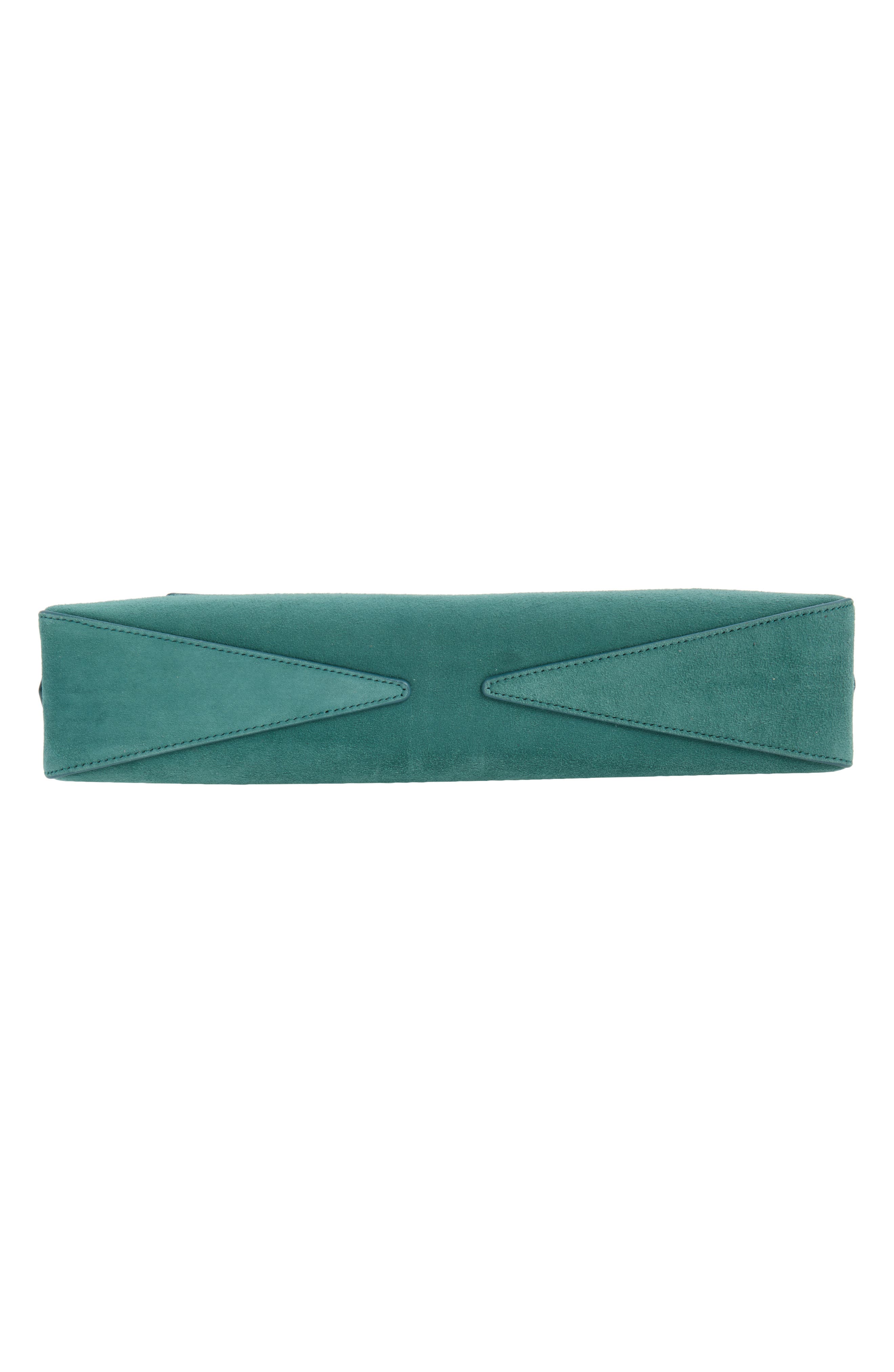 Le Teckel Suede East/West Clutch, Alternate, color, VERT DE GRIS 606