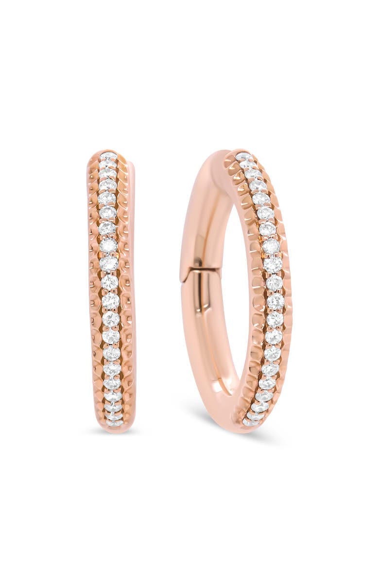 Haus of Brilliance 18K Rose Gold 1/3 Cttw Round Cut Diamond Hoop Earrings, Alternate, color, Pink