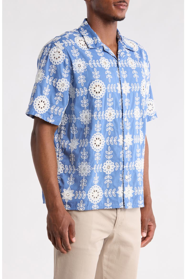 Didcot Corded Lace Camp Shirt, Alternate, color, BLUE / ECRU