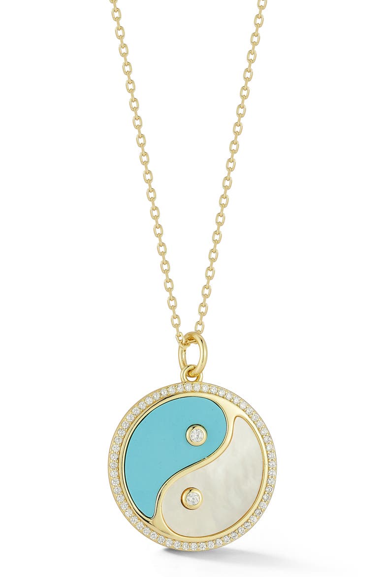 Yin Yang Pendant Necklace, Main, color, GOLD