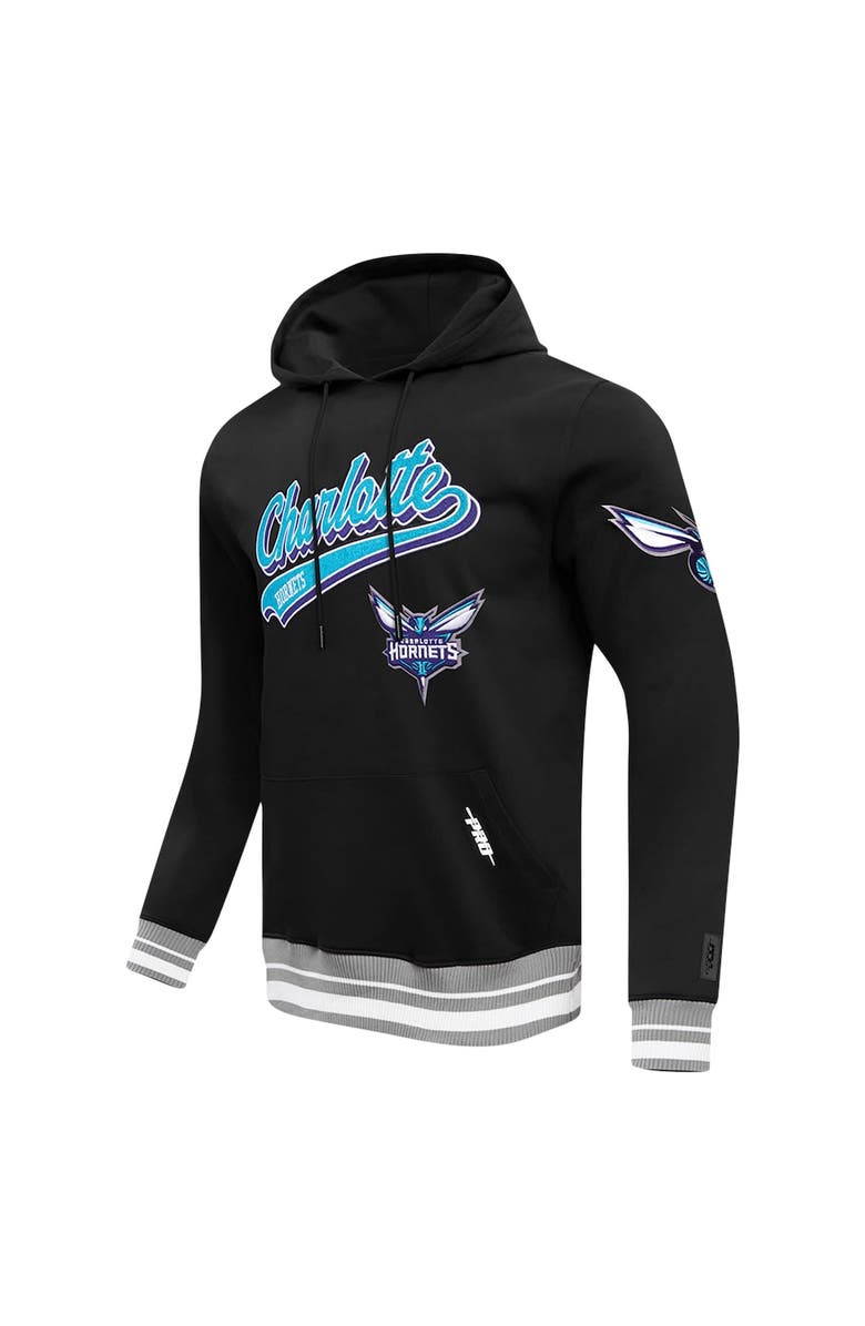 PRO STANDARD Men's Pro Standard Black Charlotte Hornets Script Tail Pullover Hoodie, Alternate, color, 