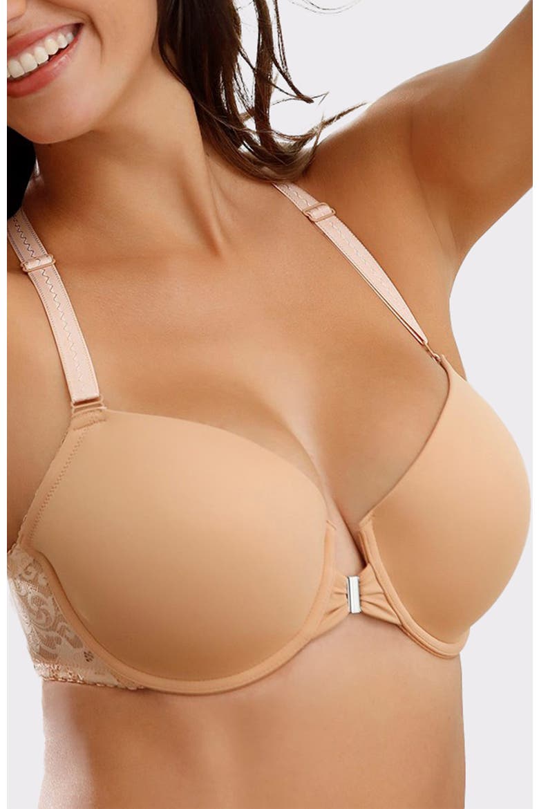 Women's Front Clasp T-Shirt Bra, Main, color, Beige