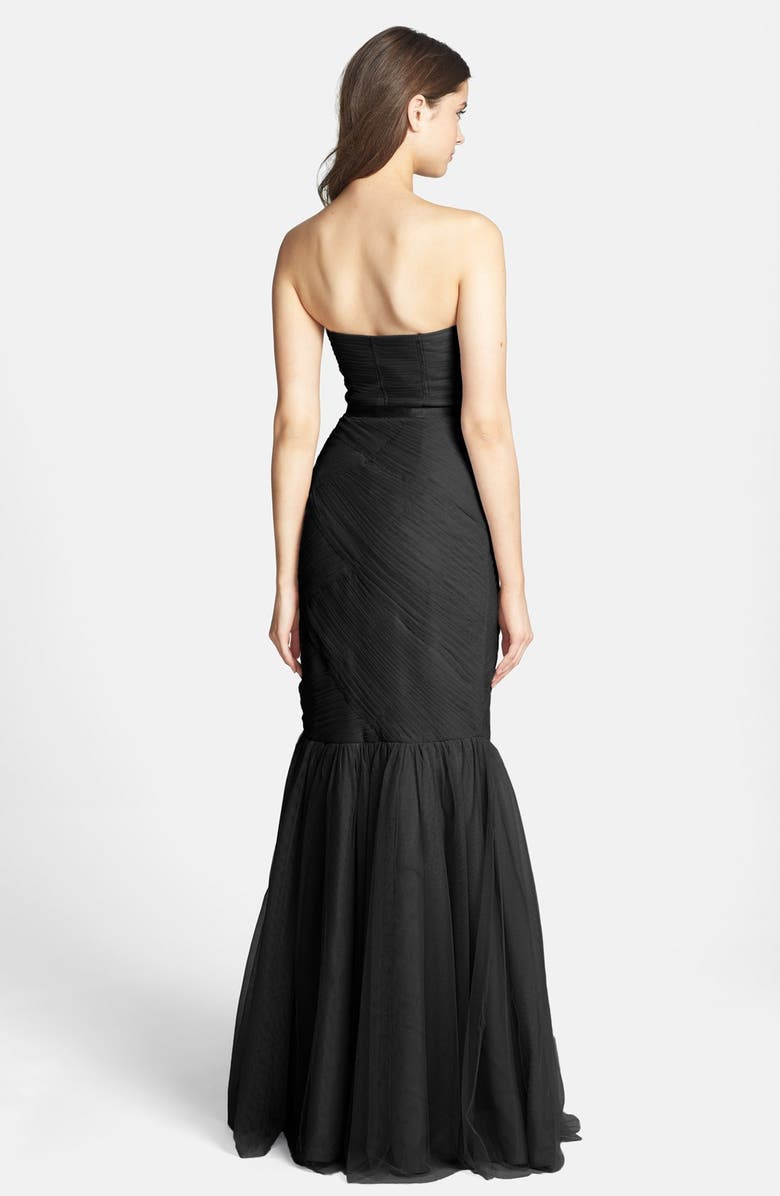 Monique Lhuillier Bridesmaids Strapless Tulle Trumpet Dress, Alternate, color, 