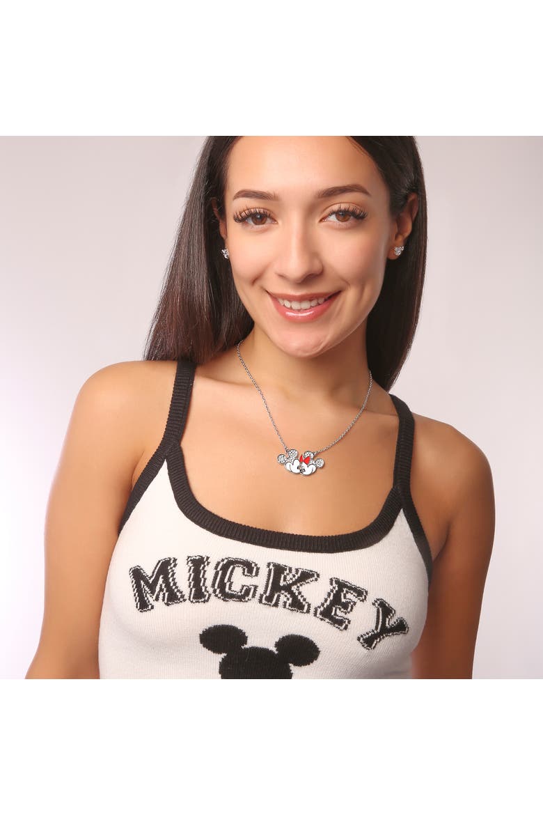 Mickey & Minnie Mouse Fashion Necklace, Alternate, color, Silver