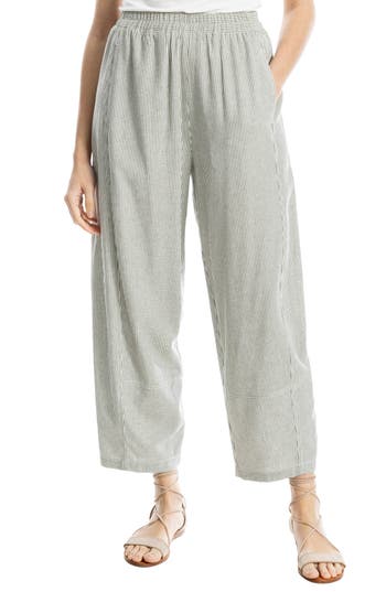 Max Studio Stripe Linen Blend Barrel Pants