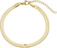 Adornia 18k Gold Plated Initial Herringbone Chain Bracelet