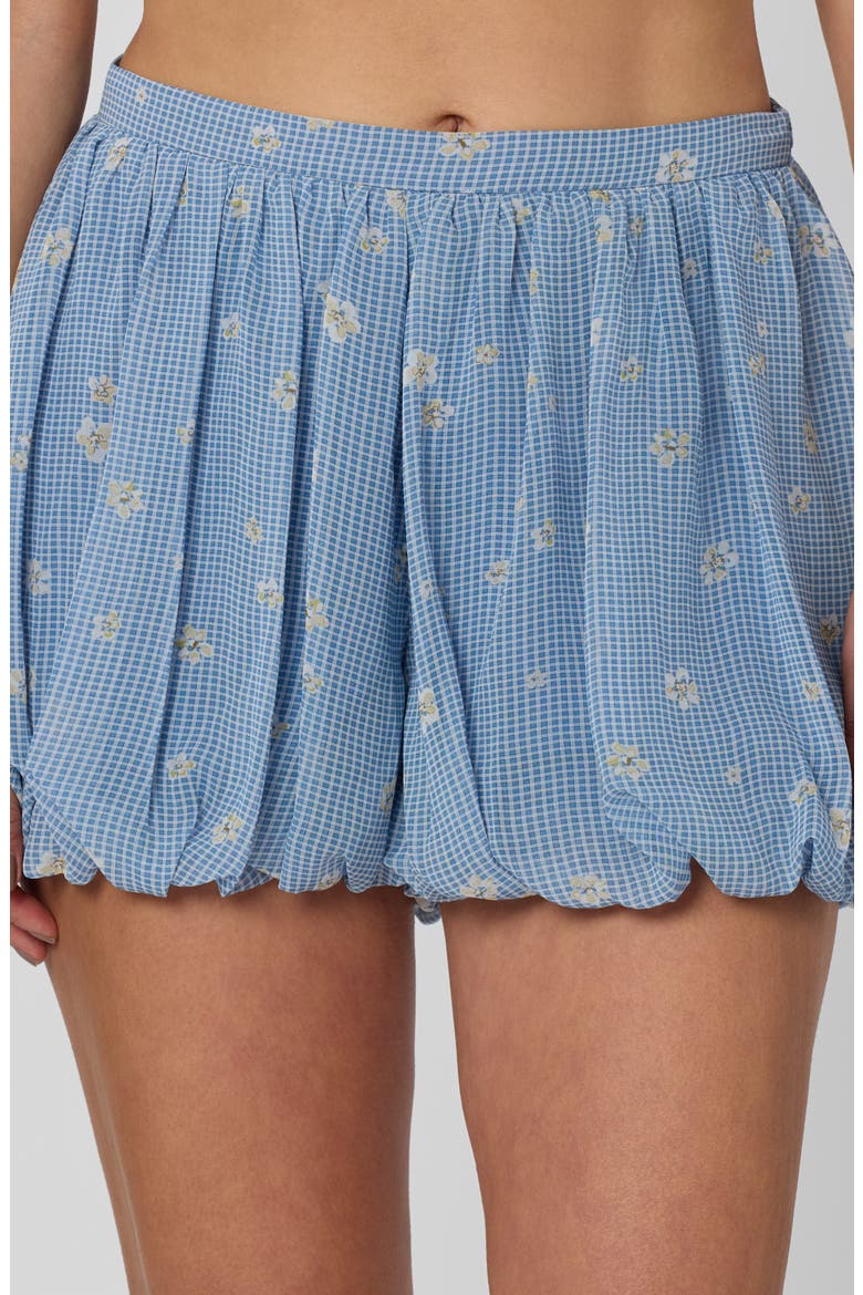 Kailey Pleated Bubble Shorts, Alternate, color, NAVY FLORAL GINGHAM