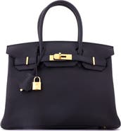 Pre-Owned Hermes Birkin Handbag Black Togo with Gold Hardware 30