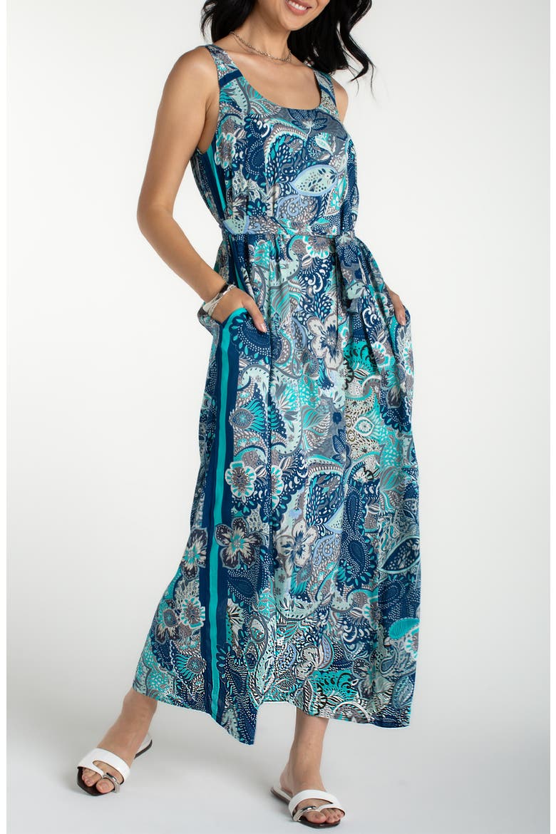 Floral Print Maxi Dress, Alternate, color, AQUA BLUE MLT