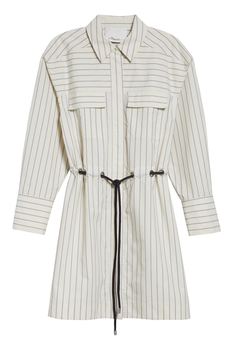 Striped Tie Waist Shirt Dress, Alternate, color, CREAM MULTI