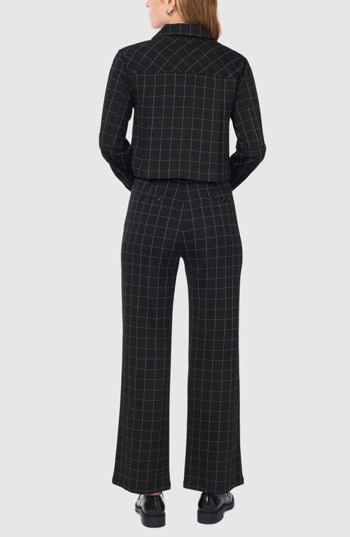 Halogenr Halogen(r) Windowpane Check Crop Zip-up Jacket In Rich Black
