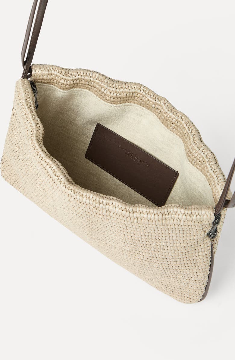 Brunello Cucinelli BC Duo precious net pouch bag, Alternate, color, Beige