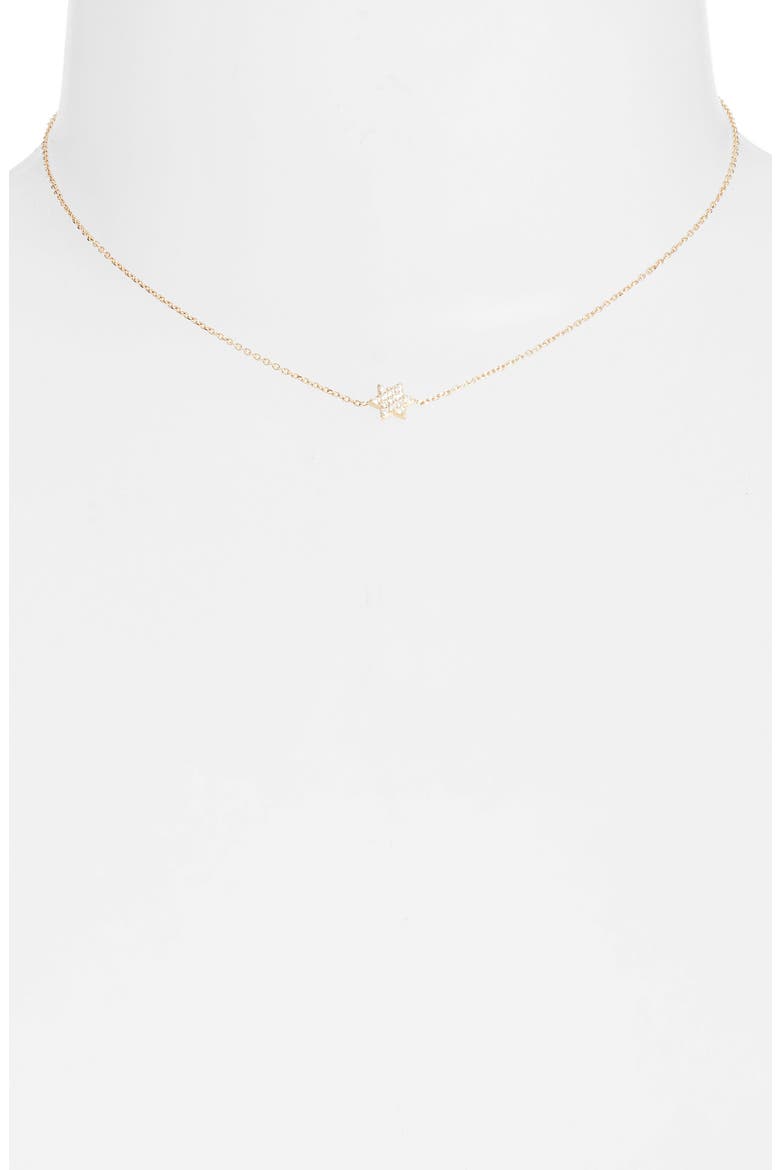 Love Letter Diamond Star of David Pendant Necklace, Alternate, color, GOLD / DIAMOND/ 16 IN
