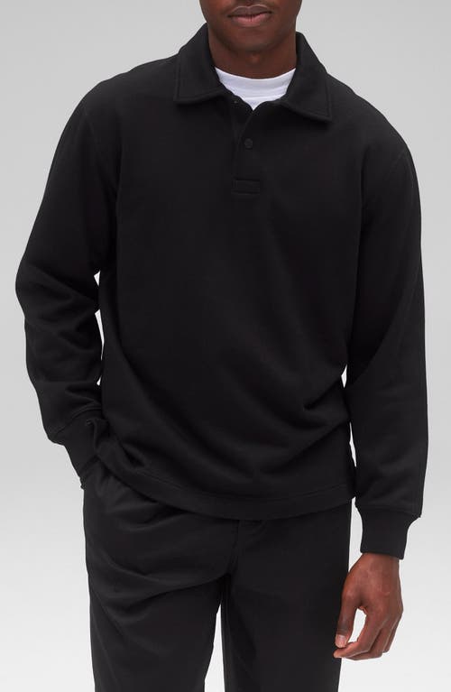 Reigning Champ Midweight Terry Rugby Shirt in Black 