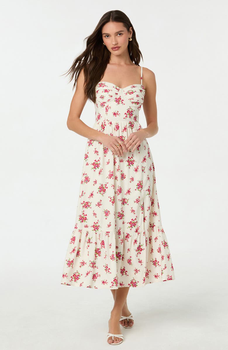 ASTR the Label Floral Pleated Bust Fit & Flare Sundress, Alternate, color, Red Floral