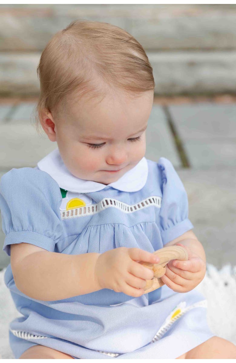 Florence Eiseman Pincord Dress With Flowers, Alternate, color, Blue/White