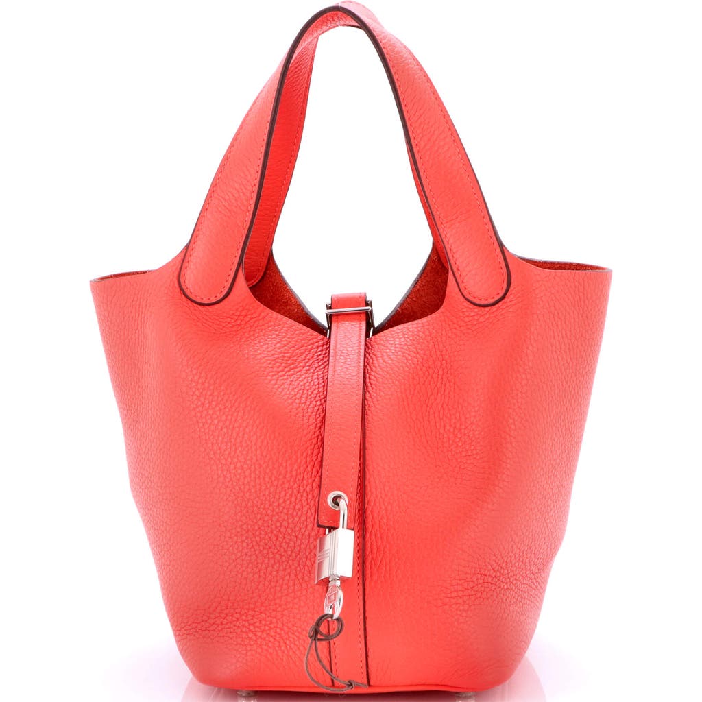 Pre-owned Hermes Hermes Picotin Lock Bag Clemence Pm In Red