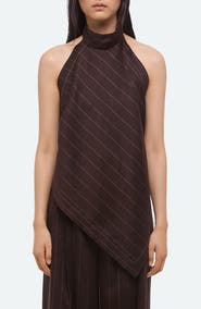 Helmut Lang Pinstripe Linen Blend Scarf Halter Top