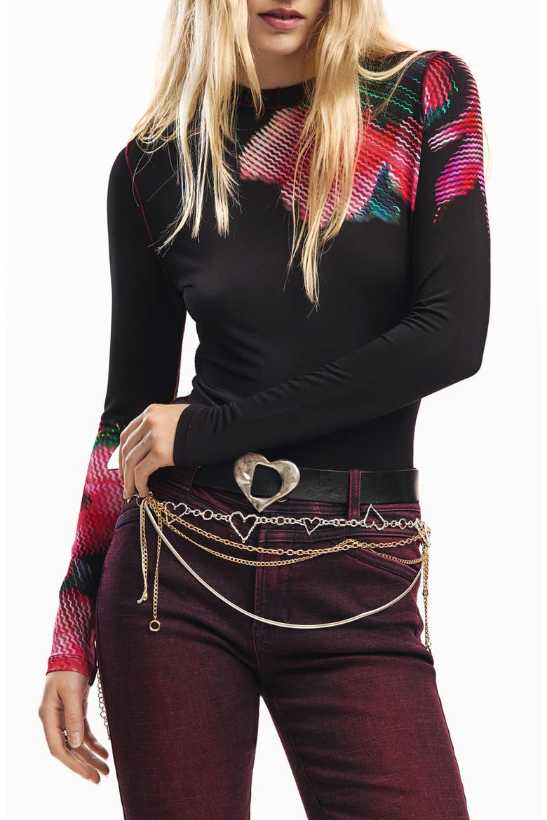 Floral T-Shirt, Main, color, BLACK