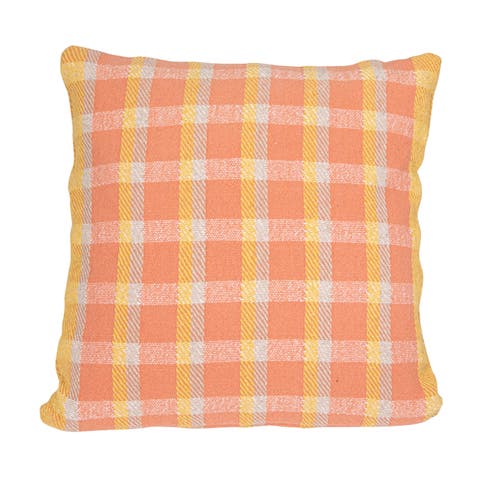 Square Plaid Woven Cotton Pillow