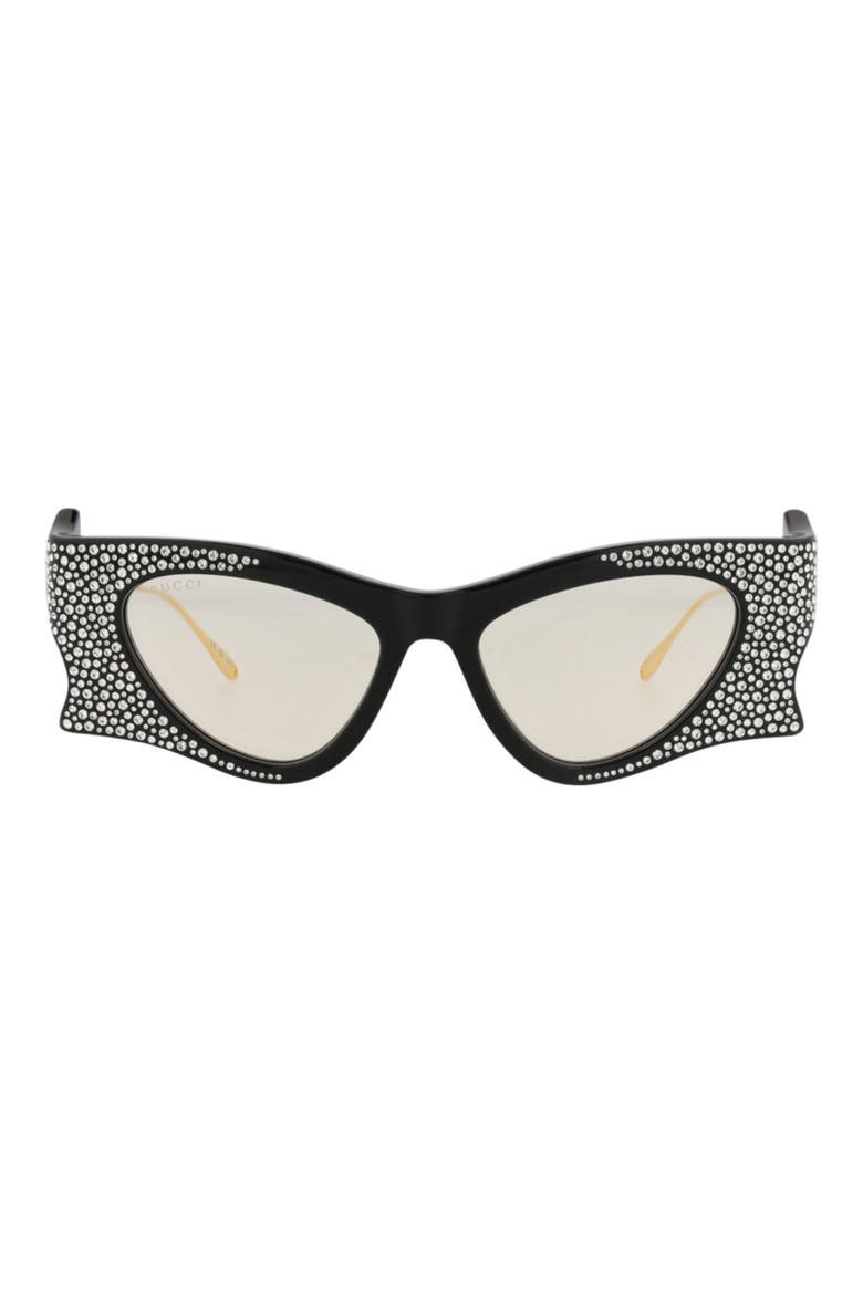 51mm Winged Cat Eye Sunglasses, Main, color, BLACK GOLD YELLOW